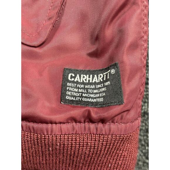Carhartt WIP Jacket Mens Medium Burgundy Black Ashton Bomber Nylon Zip I016787 - Picture 4 of 12